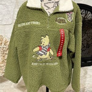 Disney Olive Green Sherpa Pullover with Winnie the Pooh Skate Graphic